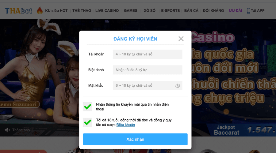 Hướng dẫn cách đăng ký Thabet 